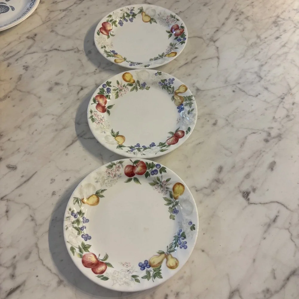 Corelle Fruit Traditions 4 Inch Appetizer Plates Set of 3 Vitrelle Corning USA